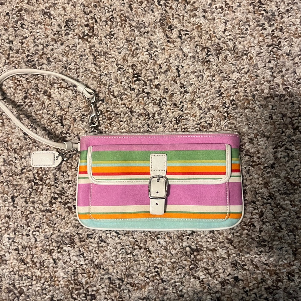 Vintage Coach Hampton Striped Wristlet